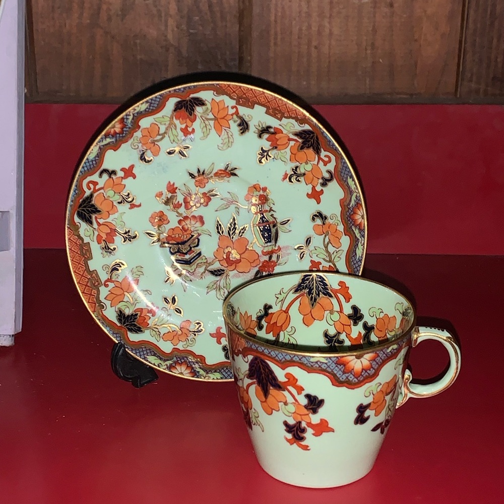 Antique Powell, Bishop & Stonier Imari Design Teacup & Saucer Set Transferware